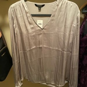 Grey Satin Banana Republic Long Sleeve Shirt